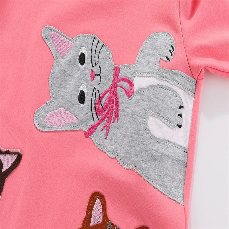 Jumping Meters Paint Brush Children's School Dresses With Pockets Pen Embroidery Long Sleeve Autumn Kids Preppy Style Dress