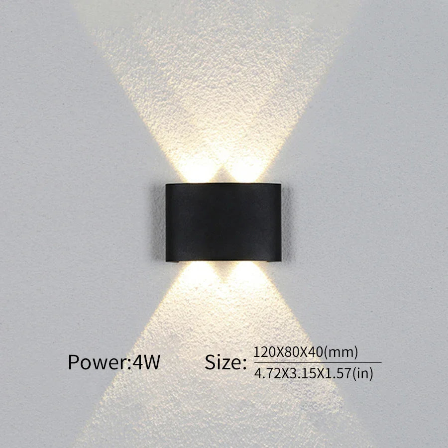 Mur LED lumière extérieure intérieure 2W 4W 6W 8W 10W AC85-265V haut vers le bas blanc noir lumière moderne pour maison jardin chambre couloir