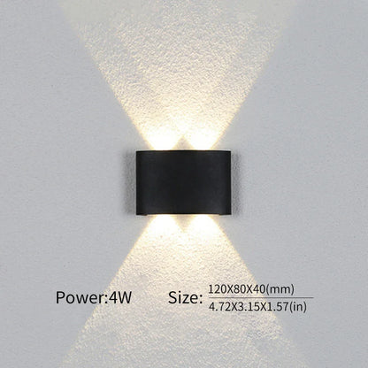 Mur LED lumière extérieure intérieure 2W 4W 6W 8W 10W AC85-265V haut vers le bas blanc noir lumière moderne pour maison jardin chambre couloir