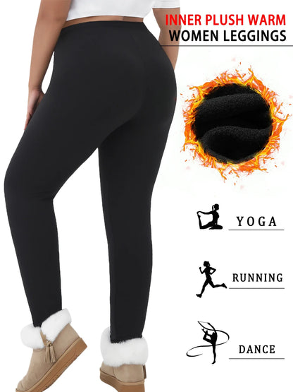 Plus size fleece lined leggings. Women's pants designed for winter yoga, workouts, and cold weather activities