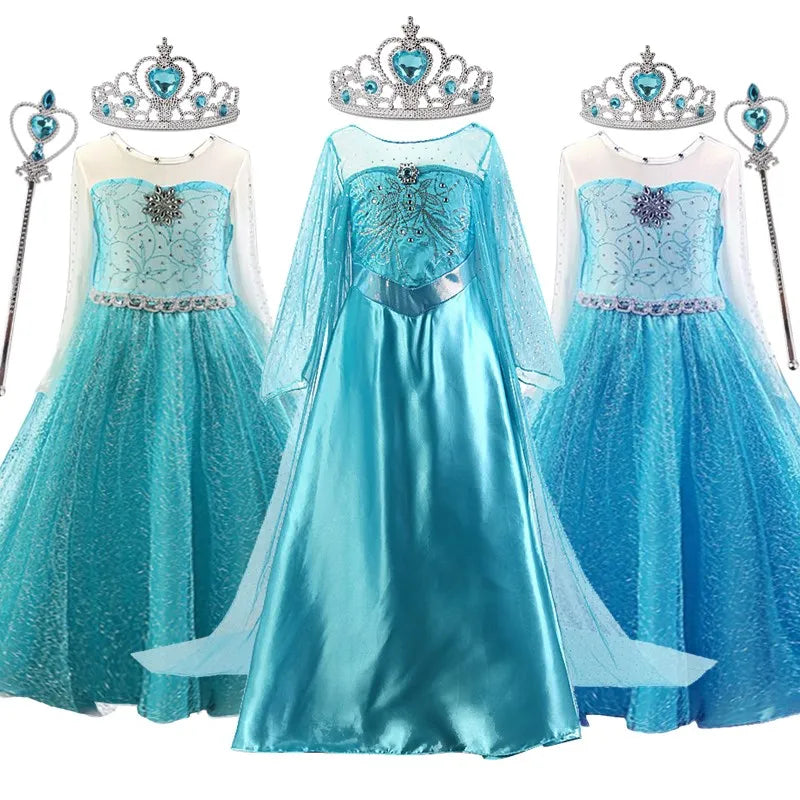 Robe Elsa pour filles de 3 à 10 ans, robe de princesse Elsa pour anniversaire, carnaval, Pâques, Halloween, fête, cosplay, costume pour filles