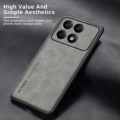 Case for Poco X6 Pro TPU Soft Frame Sheepskin Leather Back Coque for Poco X6Pro Cover Camera Protect Shockproof Protection Shell