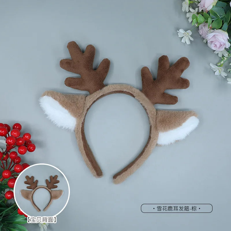 Bandeau en bois de cerf pour femmes adultes, oreilles mignonnes en cornes de renne pour costumes de noël, fournitures de Cosplay