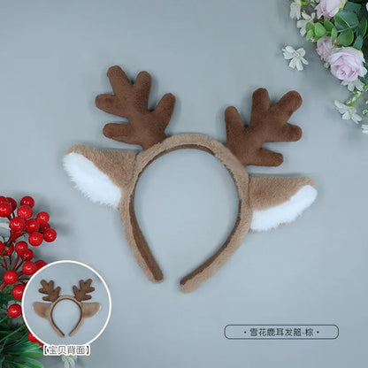 Bandeau en bois de cerf pour femmes adultes, oreilles mignonnes en cornes de renne pour costumes de noël, fournitures de Cosplay