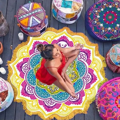Indian Mandala Tapestry With Tassel Printed Beach Towel Wall Hanging Yoga Mat Bikini Cover-Up for Home Decor