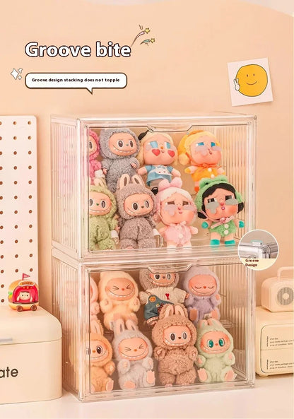 Labubu Doll Storage Box Large Capacity Transparent Acrylic Display Cabinet Dustproof Case Desktop Organizer For Home