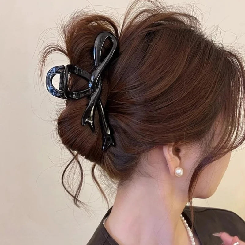 Pinces à cheveux crabe en ruban acrylique de 13 cm, nœud, pinces à cheveux brillantes, accessoires de coiffure, épingles à cheveux, queue de cheval de requin pour femmes