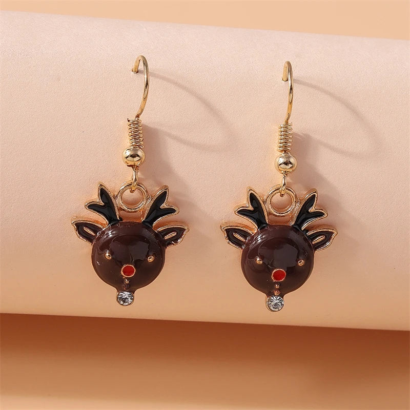 Fashion Merry Christmas Tree Deer Snowflake Santa Claus Drop Earrings for Women Girls New Year Party Festival Jewelry Gifts