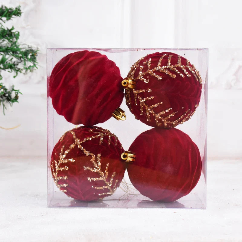 Grandes Boules de Noël Rouge de 8cm, Décorations pour la Maison, Cadeau de Nouvel An, 2024, 2025