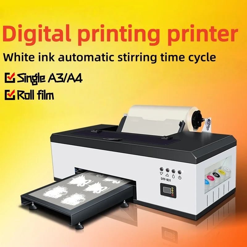The white ink heat transfer printer is a micro-piezoelectric nozzle heat transfer printer that first colors and then white