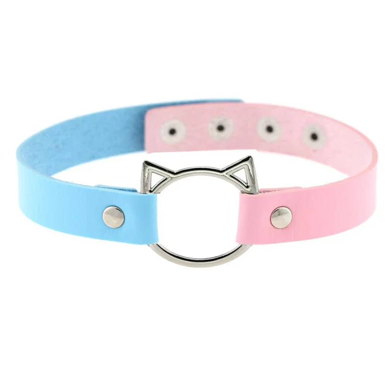 Collier gothique d'Halloween en cuir PU avec tête de chat, collier doux Y2k, cadeau de mode pour femme, cadeau de Noël pour la Saint-Valentin