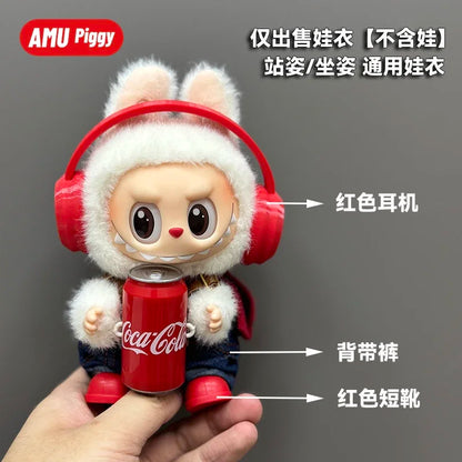 Clothes Doll DIY Accessories Pull Cloth Cola Happiness Factor Labubu Clothes Set Doll Outfit Have Shoes