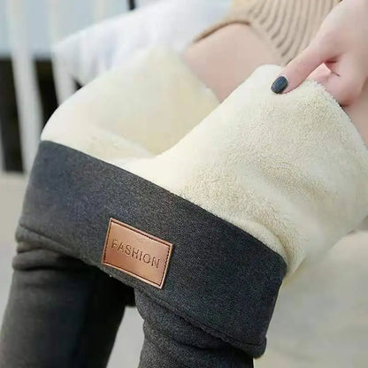 Leggings d'hiver épais pour femmes, doublés polaire chaude, pantalon thermique simple et tendance, leggings noirs amincissants, taille haute élastique, couleur unie