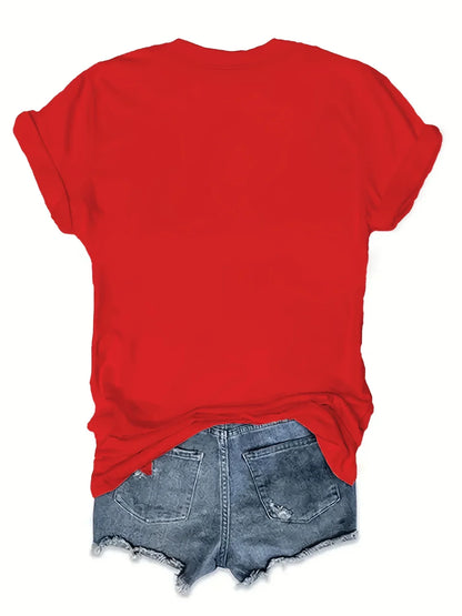 T-shirt imprimé à manches courtes de la série Western Cowboy, tendance et décontracté, polyvalent, longueur standard pour toutes les saisons