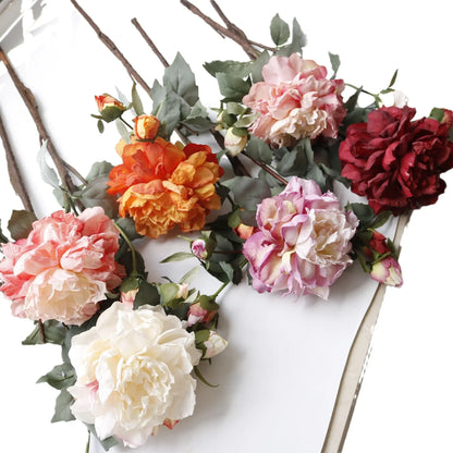 Grand Bouquet de pivoines blanches haut de gamme, fleurs artificielles pour décoration de mariage, de maison, fausses fleurs pour le nouvel an, décorations d'automne