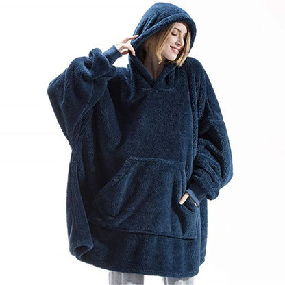 Couverture à capuche avec sourire double face pour hommes et femmes, grande poche, robe surdimensionnée, chaud, couple, adt PVD, nouveau, hiver