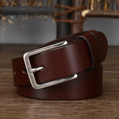 Ceinture à boucle ardillon en cuir véritable pur cuir de vachette de 3,3 cm pour hommes, jeans de haute qualité, ceinture de cowboy, créateur de mode masculine