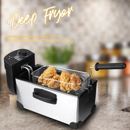 110V220V Electric Deep Fryer 2.5L French Frie Machine Oil Hot Pot Fried Chicken Grill Adjustable Thermostat Oven