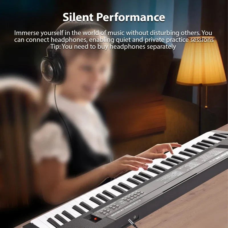 BIGFUN-Clavier électronique à 61 touches pour touristes, piano, haut-parleurs, 8 tons, 5 dangthms, 5 tambours, percussion, tension, 6 démonstration, musique