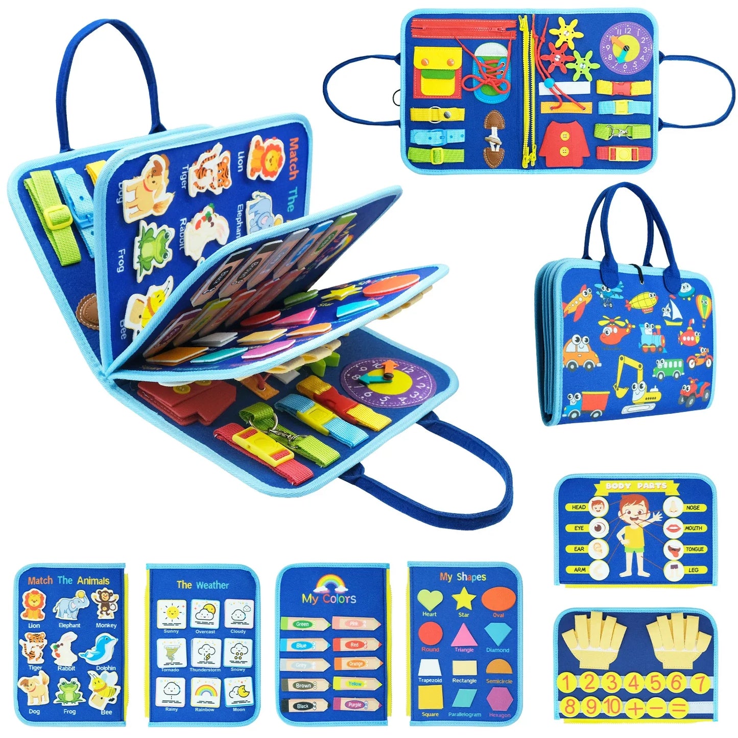 Montessori Toys Busy Board Sensory Activity Developing Board for Motor Skills,Learning Board for Toddlers  Christmas Gift
