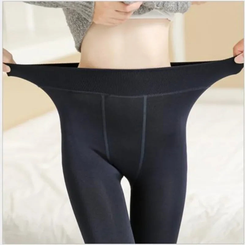 Leggings d'hiver pour femmes Leggins chauds couleur unie velours Leggins taille haute Leggings extensibles livraison directe