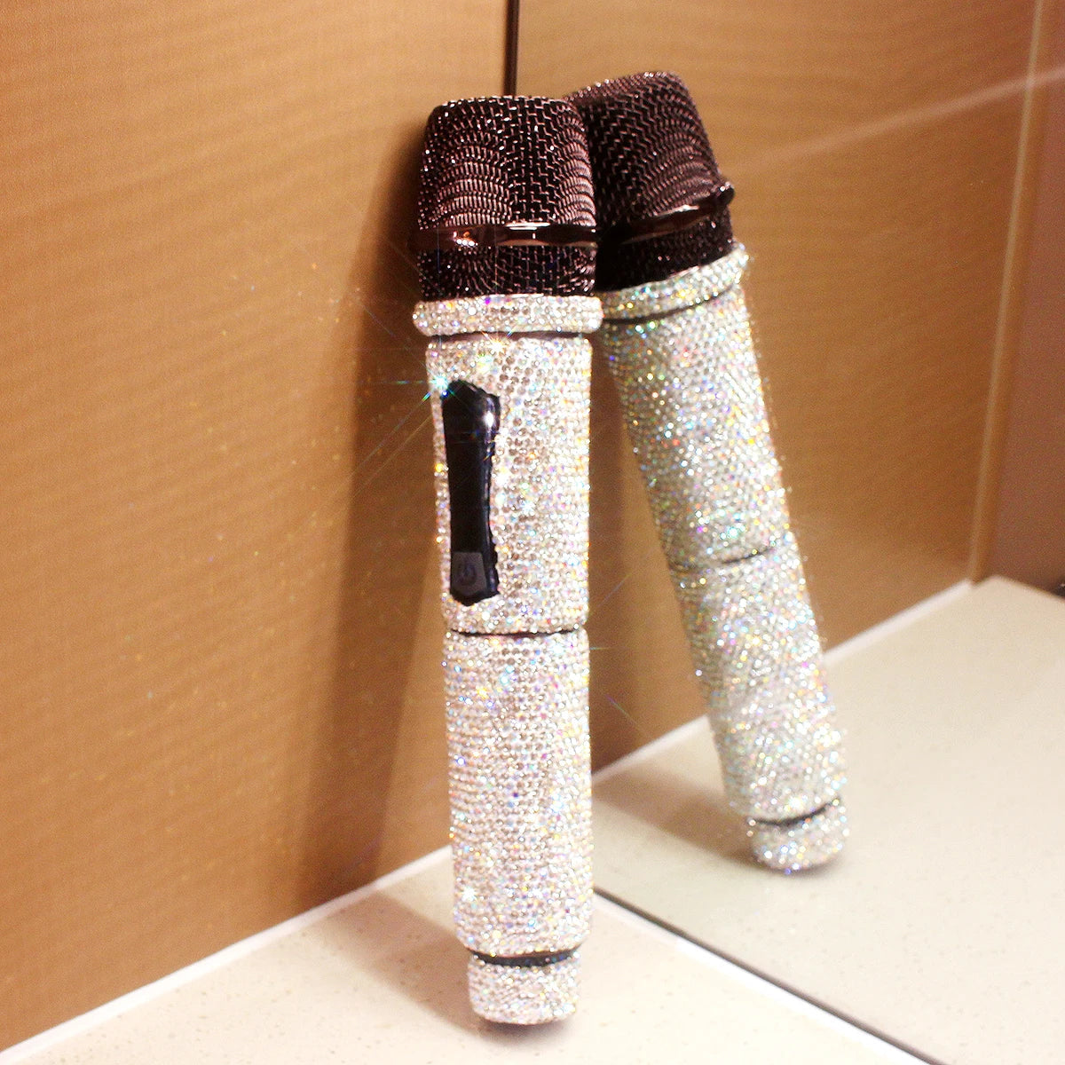 Microphone à main sans fil en strass, micro à fréquence fixe UHF pour fête, karaoké, église professionnelle, spectacle, cadeau de réunion