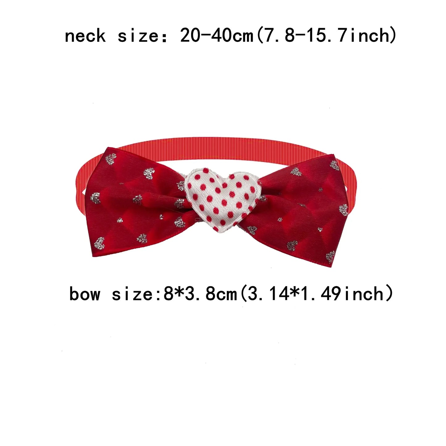 50pcs mignon chien noeud papillon amour coeur Style fournitures pour animaux de compagnie saint valentin petit chien rouge chiot noeud papillon chien chat collier accessoires