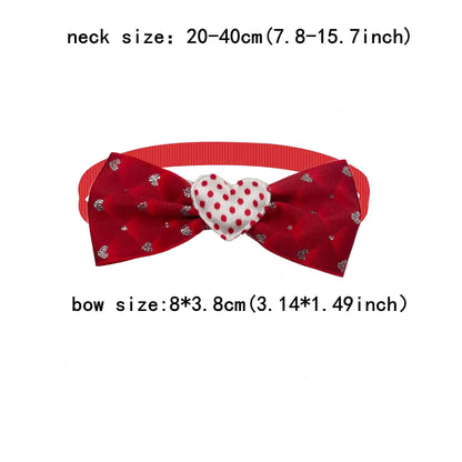 50pcs mignon chien noeud papillon amour coeur Style fournitures pour animaux de compagnie saint valentin petit chien rouge chiot noeud papillon chien chat collier accessoires