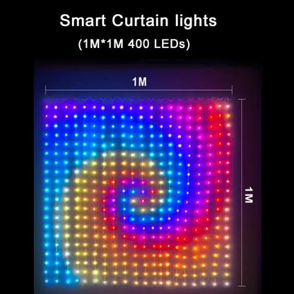 400 LED rideaux lumineux intelligents chaîne lumières avec App télécommande synchronisation de la musique rideau de noël chaîne lumières féeriques extérieures