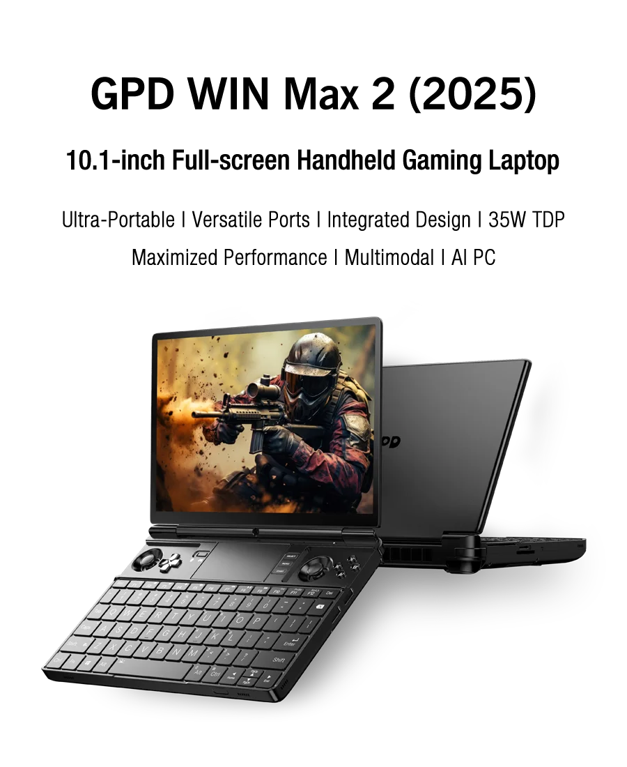 New 2025 version! GPD WIN Max 2 10.1 Inch Handheld AMD AI 9 HX 370 64GB RAM 2TB SSD Mini Laptop Computer for business