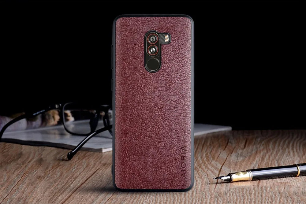 Case for Xiaomi Pocophone F1 funda luxury Vintage Leather skin coque with TPU soft hard cover for xiaomi pocophone f1 case capa