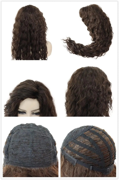 Perruque blonde bouclée cheveux synthétiques longs naturels perruques ondulées pour femmes blanches, raie libre, racines foncées, perruques ombrées, perruque ondulée tendance + autocollants