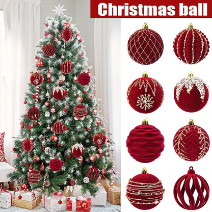 Grandes Boules de Noël Rouge de 8cm, Décorations pour la Maison, Cadeau de Nouvel An, 2024, 2025
