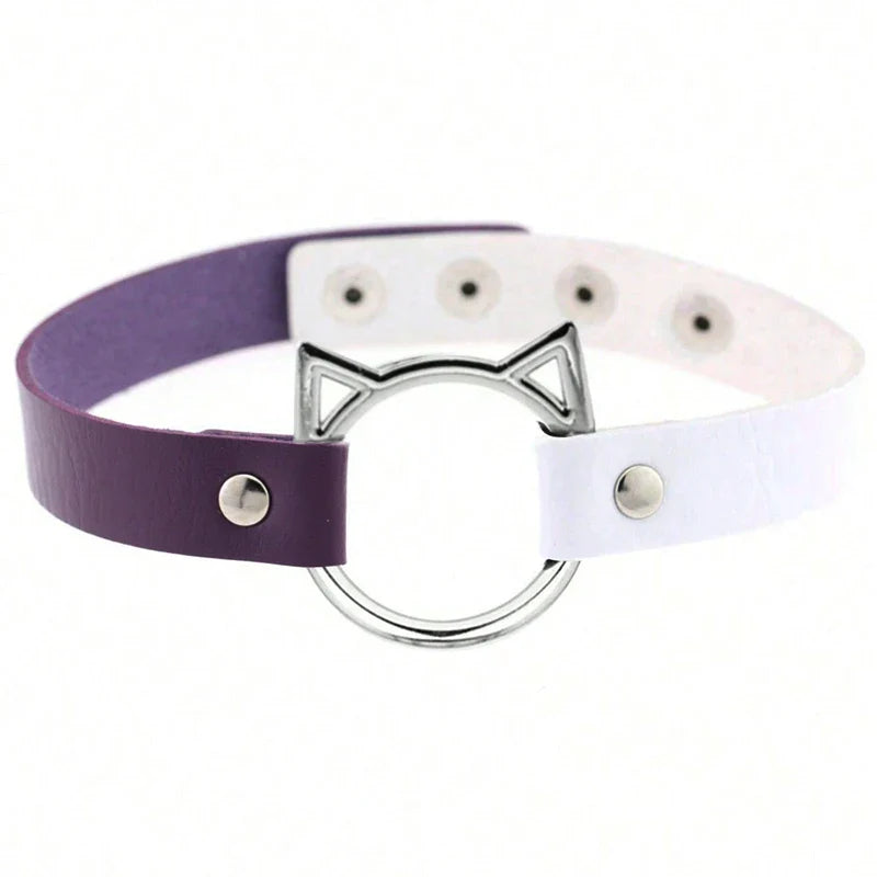 Collier gothique d'Halloween en cuir PU avec tête de chat, collier doux Y2k, cadeau de mode pour femme, cadeau de Noël pour la Saint-Valentin