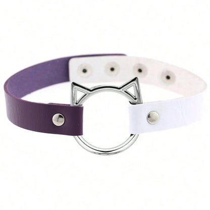 Collier gothique d'Halloween en cuir PU avec tête de chat, collier doux Y2k, cadeau de mode pour femme, cadeau de Noël pour la Saint-Valentin