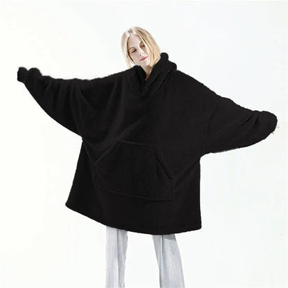 Couverture à capuche avec sourire double face pour hommes et femmes, grande poche, robe surdimensionnée, chaud, couple, adt PVD, nouveau, hiver