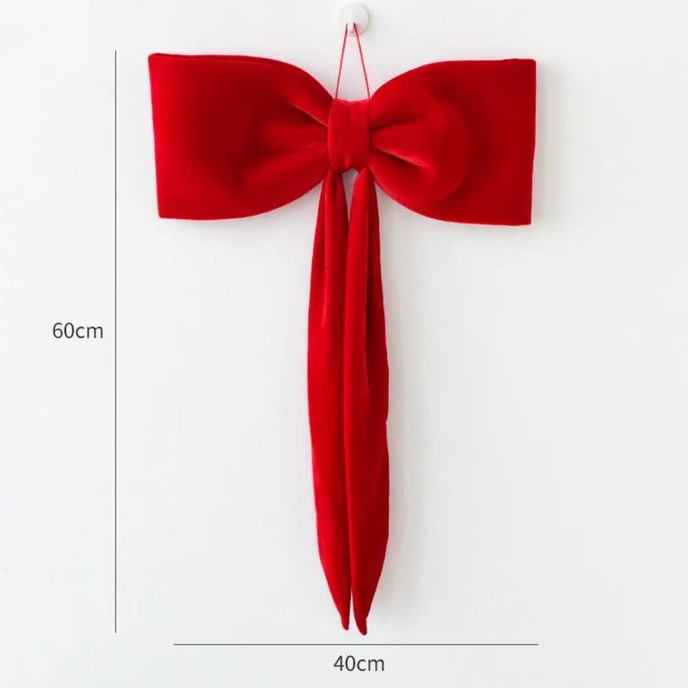 Grand nœud papillon de noël suspendu, pendentif en velours rouge pour porte, décoration de fête de noël du nouvel an 2026, nouvelle collection