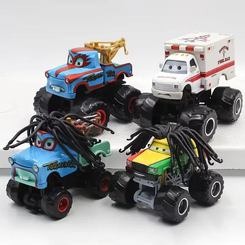 Pixar Cars 2 3 lutteur Mater et Lightning Mcqueen série de course véhicule en alliage métallique jouets pour enfants cadeau de collection à jambes hautes