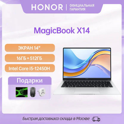 Honor Laptop X14,Intel Core i5 12450H/13500H 16GB 512GB/ 1TB,SSD Notebook 14 Inch FHD IPS Screen Ultrabook Windows 11