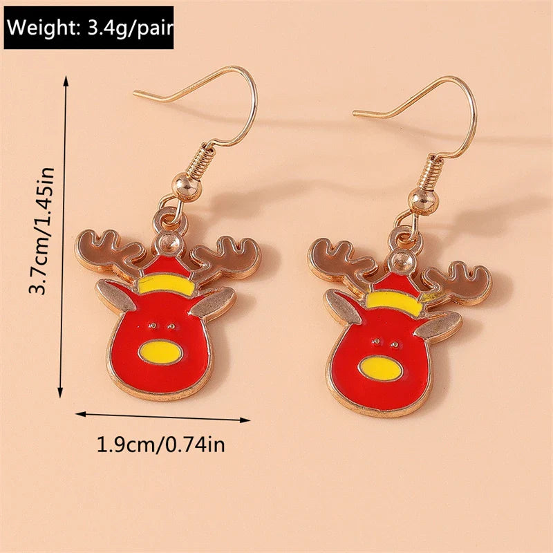 Fashion Merry Christmas Tree Deer Snowflake Santa Claus Drop Earrings for Women Girls New Year Party Festival Jewelry Gifts