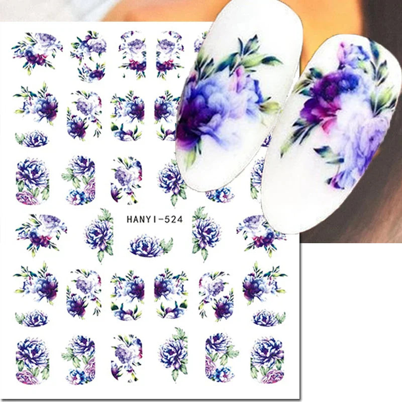 Autocollants 3D pour ongles Hiver Automne Feuilles dorées Roses Rouges Fleurs Décalcomanies pour la décoration des ongles Salon de manucure Beauté