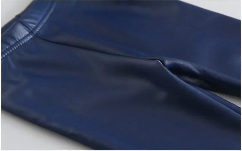 Leggings en cuir PU pour enfants, pantalons crayon décontractés, monochromes, chauds, FJGirl, mignons, tout-petits, enfants, filles, automne, hiver