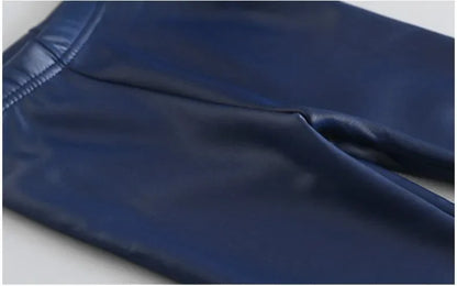 Leggings en cuir PU pour enfants, pantalons crayon décontractés, monochromes, chauds, FJGirl, mignons, tout-petits, enfants, filles, automne, hiver