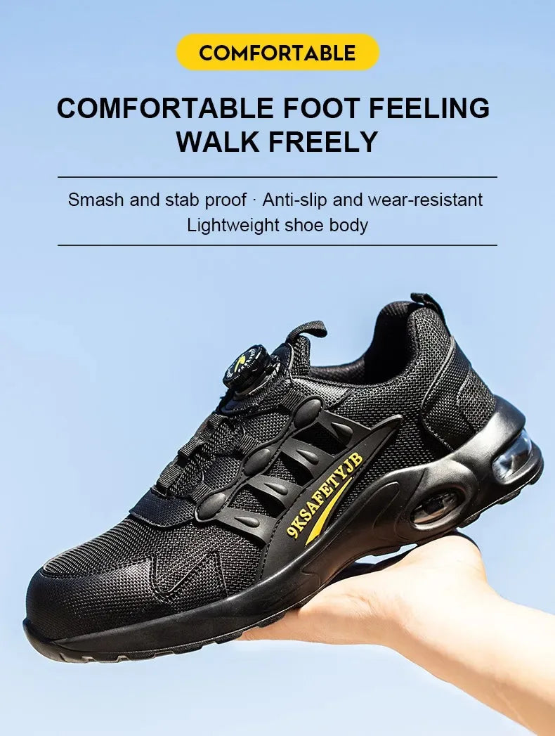 YIZHONCO Autumn Safety Shoes BOA Men Sneakers Steel Toe Cap Shoe Work Shoes Puncture-Proof Work Safety Shoes Boots