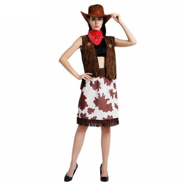 Costume de Cowboy Trempé pour Hommes et Femmes Adultes, Robe Occidentale de Cowgirl, Costumes de Cosplay de Carnaval d'Halloween