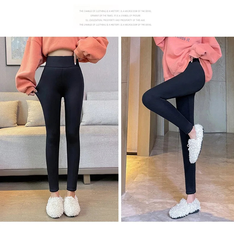 1 pièces hiver Leggings femmes coton Extra épais chaud pantalon mode thermique Legging mince noir élastique taille haute solide Leggings