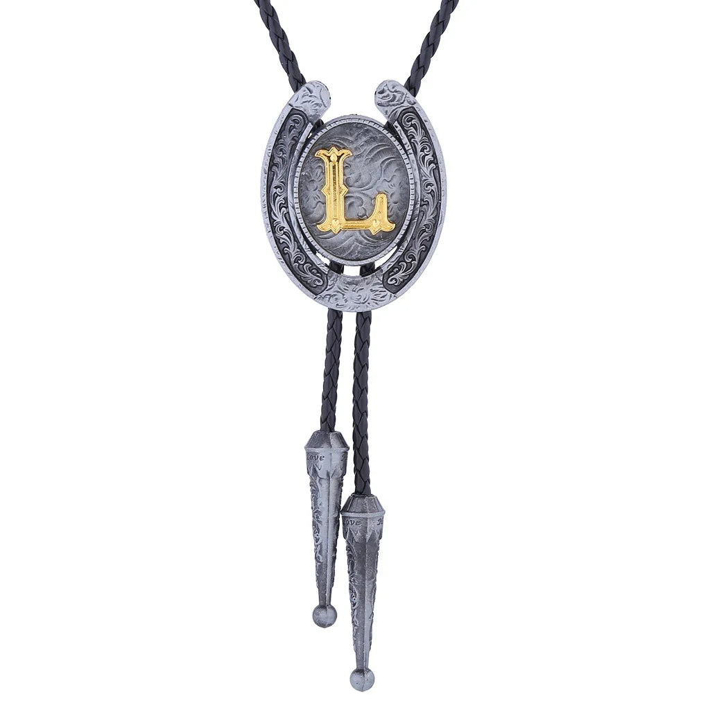 RechicGu-26 lettres Bolo pour homme, style western, cow-boy, cow-girl, cravate en cuir, collier rodéo, bijoux cadeaux, Dropshipping