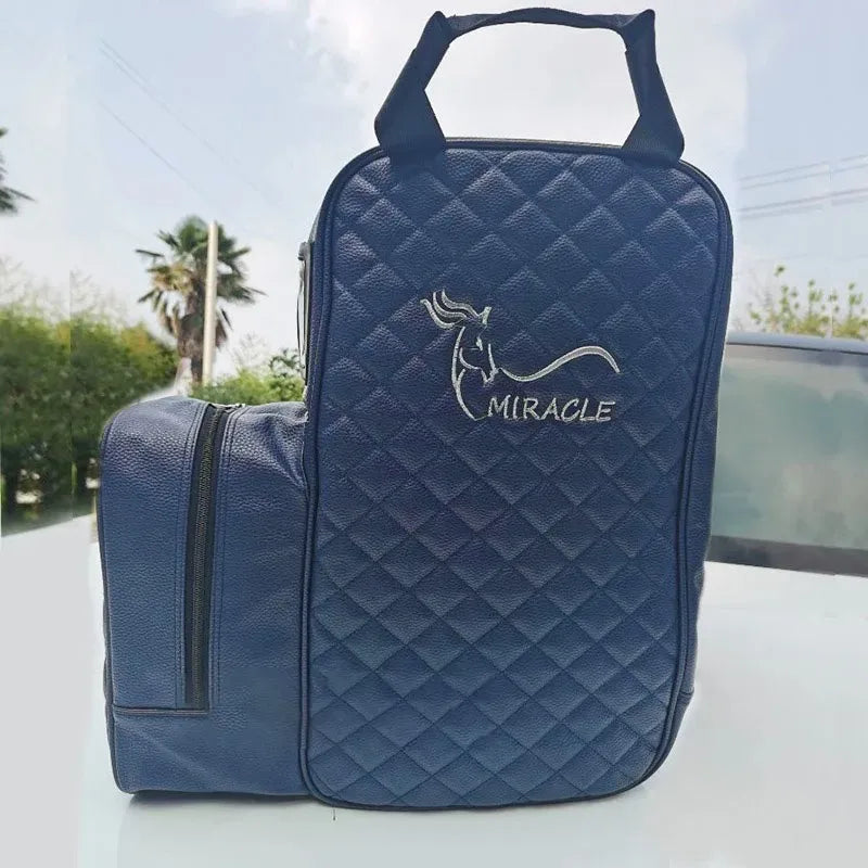 Nouveau sac d'équipement équestre professionnel Sac de transport pour bottes d'équitation Portable Durable Sac à dos en PU avec compartiment pour casque