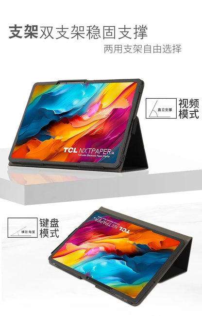 Case For TCL NXTPAPER 14 Case 9491G 14.3" Tablet PC Magnetic Cover with Hand Strap PU Leather Flip Book Funda