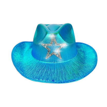 Chapeau de Cowboy occidental rose pour filles, chapeau de Cowgirl avec étoile en cristal Super brillant, chapeau melon pour mariage, carnaval, fête de Festival